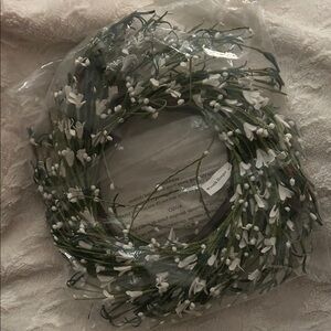Faux Floral White and Green Wreath - Brand